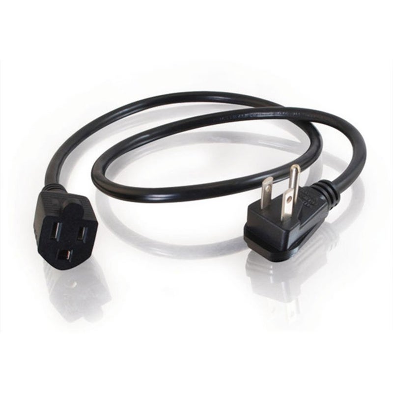 C2G Power Cord, Flat Plug Extension Cord, 18 AWG, Black, 3 Feet (0.91 Meters), Cables to Go 29814